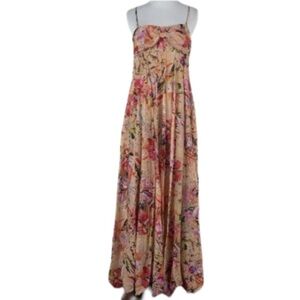 Minuet dress L 100% silk floral handkerchief hem